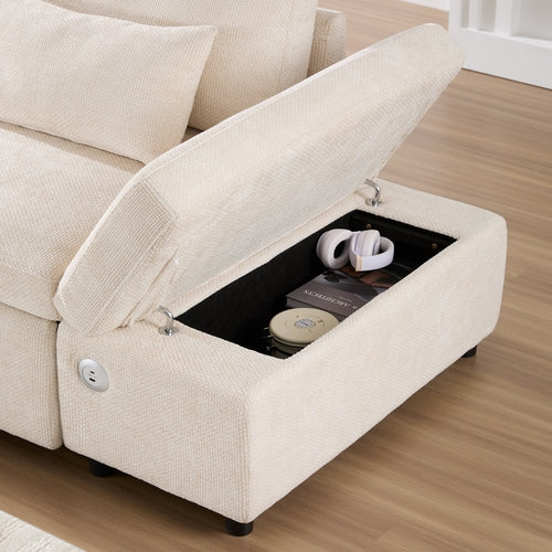 107'' Sectional Sleeper Sofa Bed with Pull Out Couch, L-shaped with