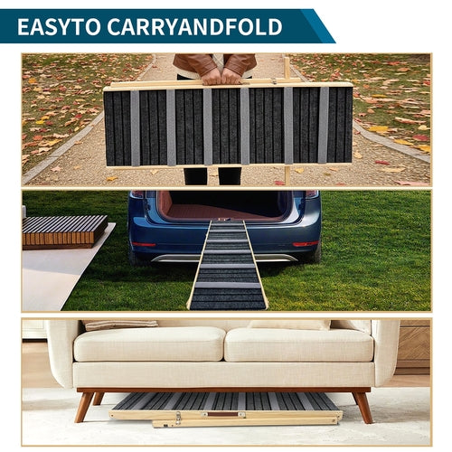 Adjustable Dog Ramp for Couch & Sofa – Solid Wood Pet Steps with 6