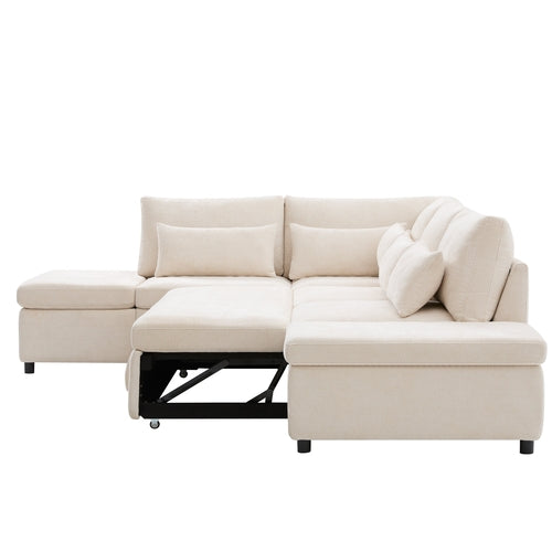 107'' Sectional Sleeper Sofa Bed with Pull Out Couch, L-shaped with