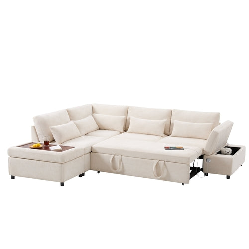 107'' Sectional Sleeper Sofa Bed with Pull Out Couch, L-shaped with