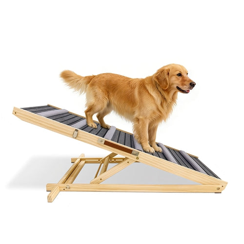 Adjustable Dog Ramp for Couch & Sofa – Solid Wood Pet Steps with 6