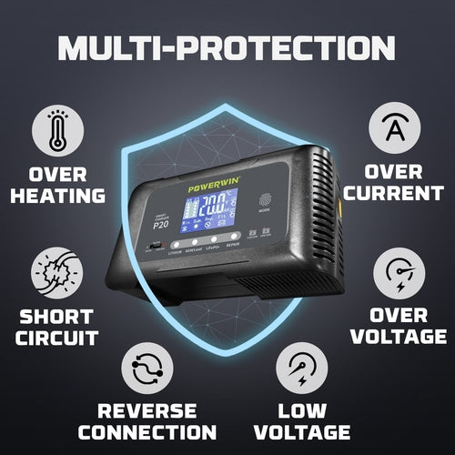 Powerwin P20 12V/24V 20A Automatic Battery Charger for Car