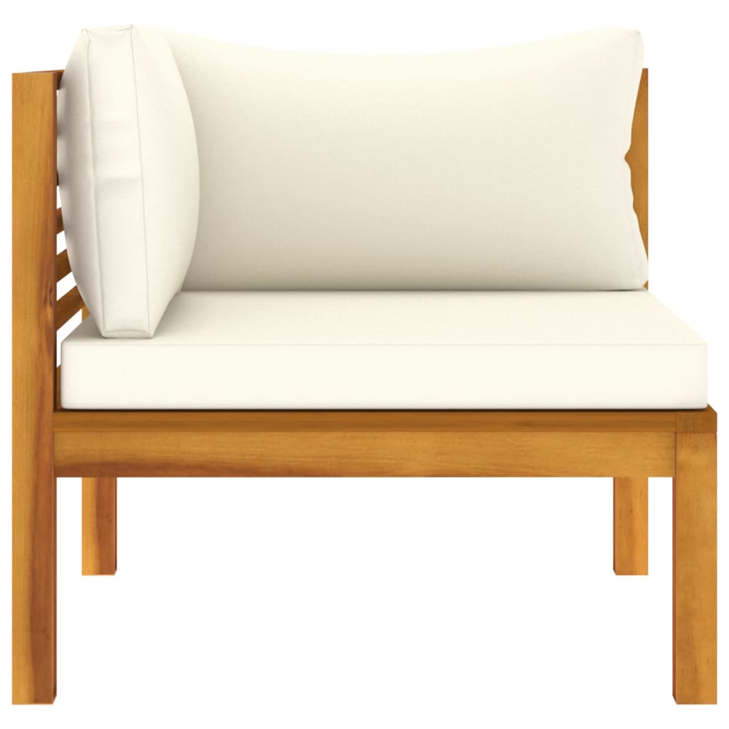 NNEVL 7 Piece Garden Lounge Set with Cream Cushion Solid Acacia Wood