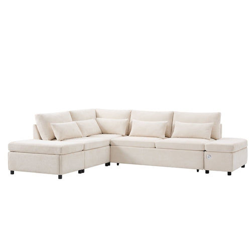 107'' Sectional Sleeper Sofa Bed with Pull Out Couch, L-shaped with