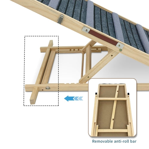 Adjustable Dog Ramp for Couch & Sofa – Solid Wood Pet Steps with 6