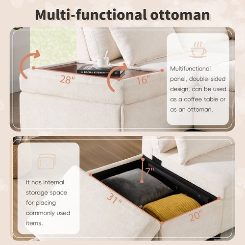 107'' Sectional Sleeper Sofa Bed with Pull Out Couch, L-shaped with